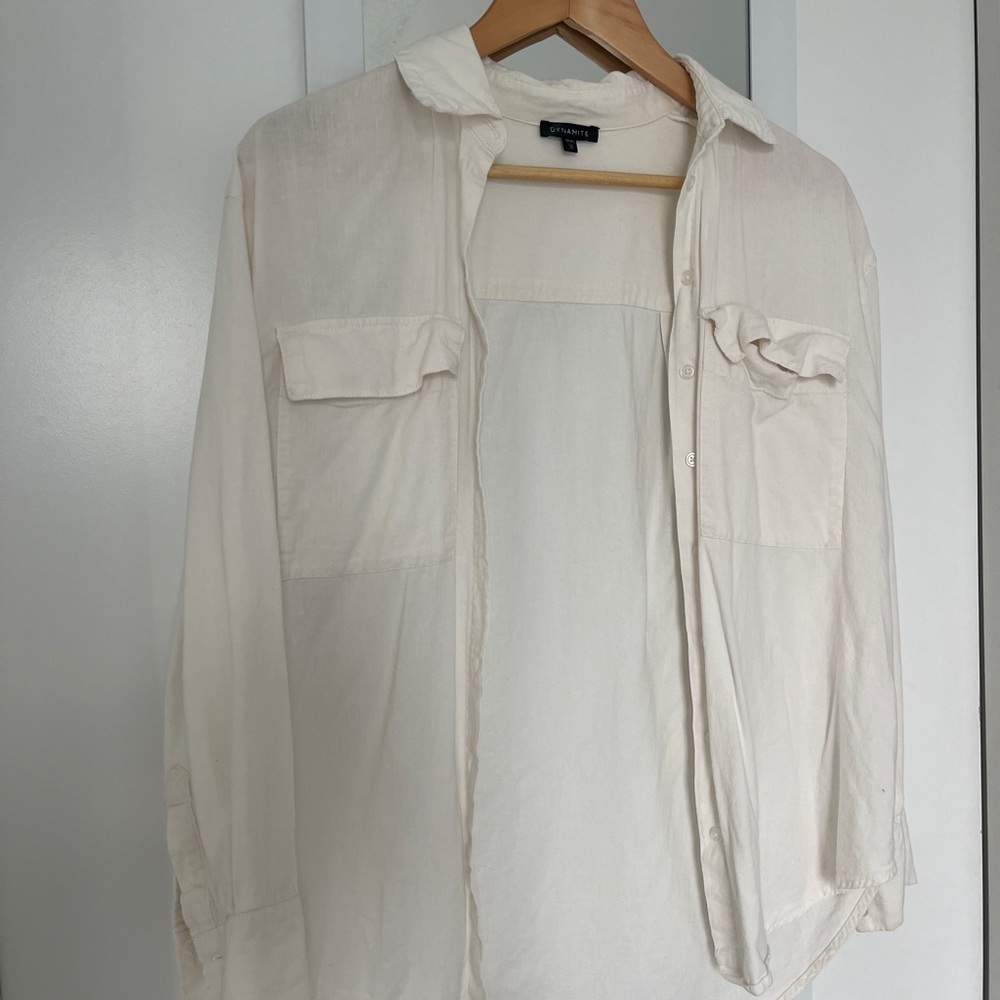 Dynamite Off-White Linen Shirt